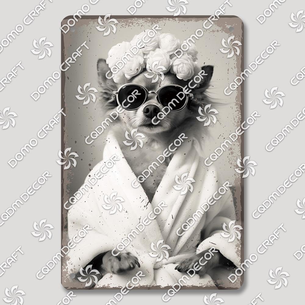 Funny Toilet Tin Sign Vintage Metal Poster Rabbit Raccoon Cat Dog Metal Plates Retro Wall Decor for Cafe Bathroom Home