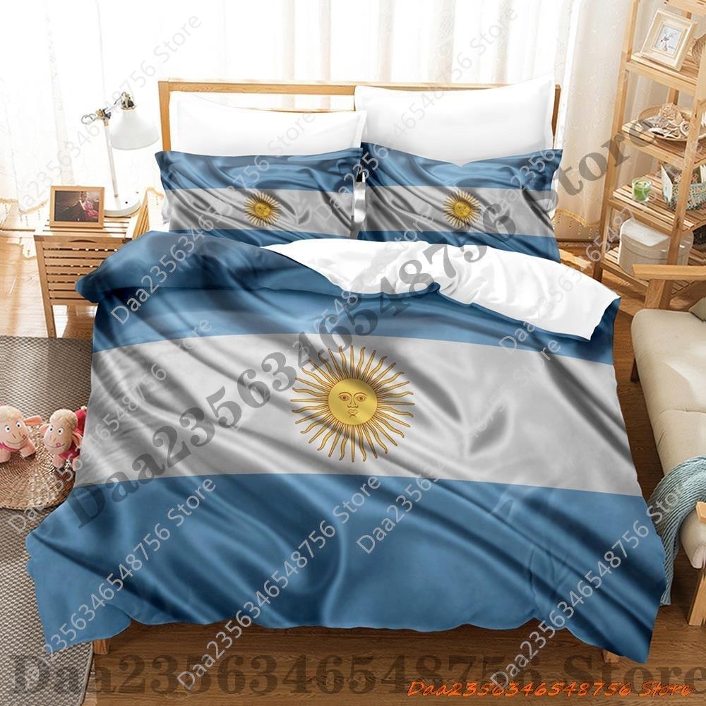 Kpop Cool Argentina Flag Bedding Set Single Twin Full Queen King Size Bed Set Adult Kid Bedroom Duvetcover Sets 3D Print Bed She