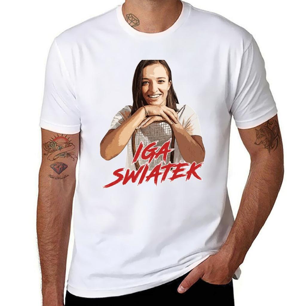 Iga Swiatek Smile T-Shirt New Edition Vintage Clothes Mens Big and Tall T Shirts