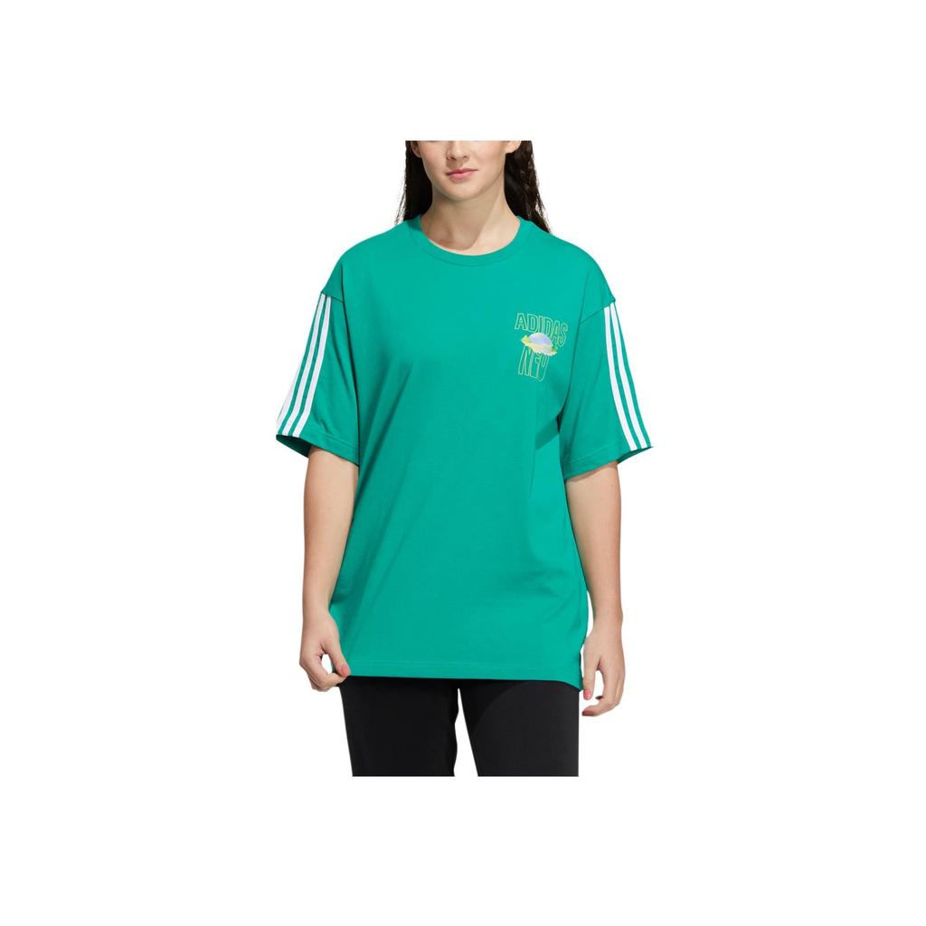 Adidas Neo Vibe Collective Tee With Letter Pattern Print Unisex Tops Lawn-Green IA6744