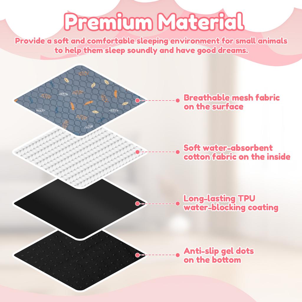 2Pcs Guinea Pig Pee Pad 47x24 Inch Puppy Kitten Blanket Bed Mat Absorbent Bedding Training Mat Reusable Small Pet Soft Sleep Mat