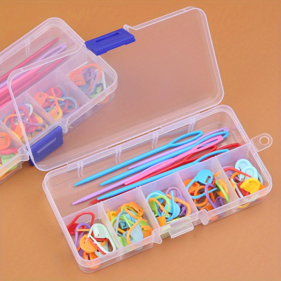 70pcs Crochet Knitting Accessory Kit with Storage Box Color Marking Buckle Plastic Knitting Needles Household Sewing Accessories