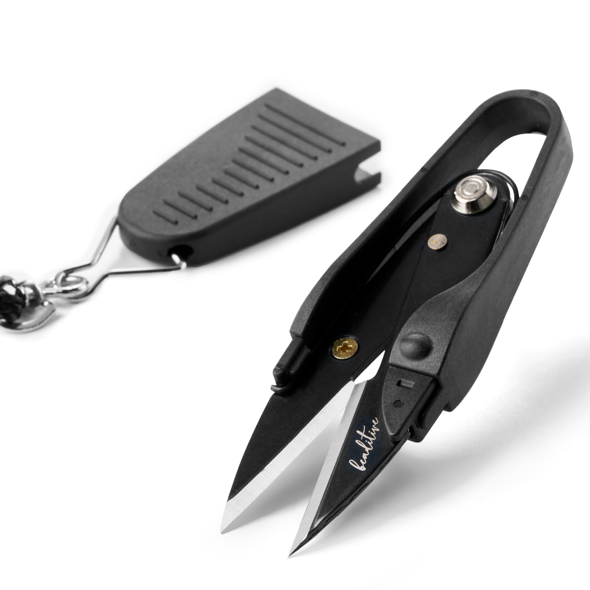 

Beaditive Premium Thread Snips Scissors for Thread Yarn Embroidery High-Carbon Steel Blades Protective Cap Strap Included