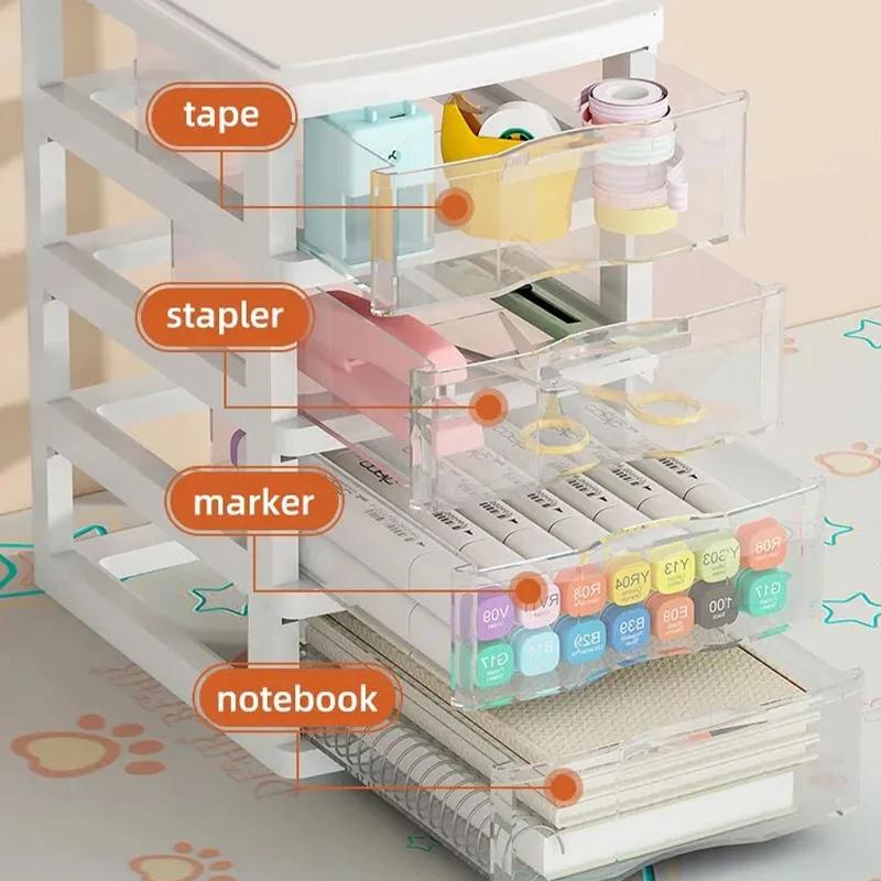 Desktop Storage Box Drawer Type  Large Capacity Desk Storage Cabinet Office Desk Storage Box Cosmetics Stationery Accessories