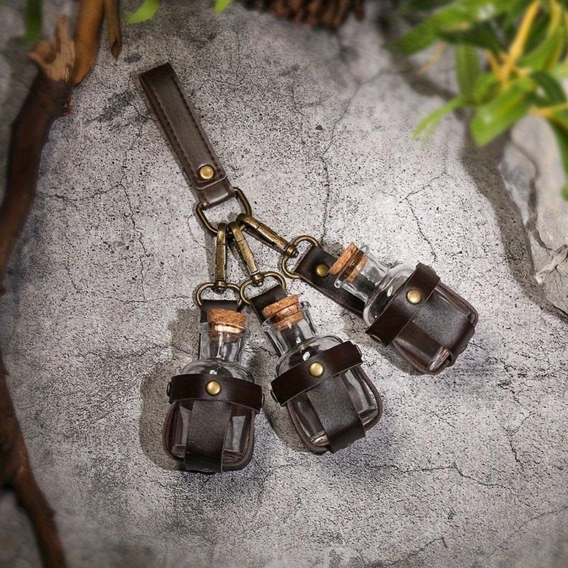 Halloween Witch Corked Potion Bottle with Leather Holder Wizard Potions Glass Holder Potions Bottle with Cork Stoppers