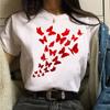 Short Sleeve Summer Fashion Women's Clothing Beautiful Watercolor Butterfly Printing White Ladies Casual Loose Personality TT-shirt