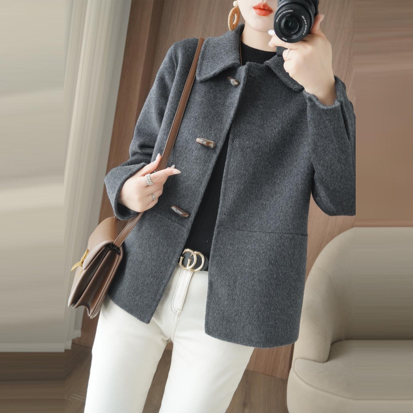 

West 25 New Petite Double-Sided Wool Coat - Women s Loose Lapel Autumn/Winter Outerwear S for 90-105 lbs