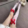 Women Sexy Cute Love Heart Pattern Stockings Nylon High Stockings With Bow Decoration Valentine Day Gift Christmas Wear