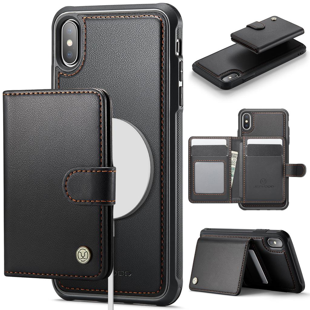 For iPhone XS 5.8 inch/iPhone X Case JEEHOOD J09 RFID Blocking Card Holder Leather Back Phone Cover Compatible with MagSafe
