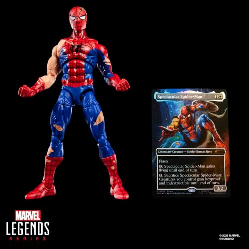 Hasbro Marvel Legends Series "Magic: The Gathering" Battle Damaged Spider-Man 15 cm Action Figure Toy + Limited Edition Foil Collectible Trading Card