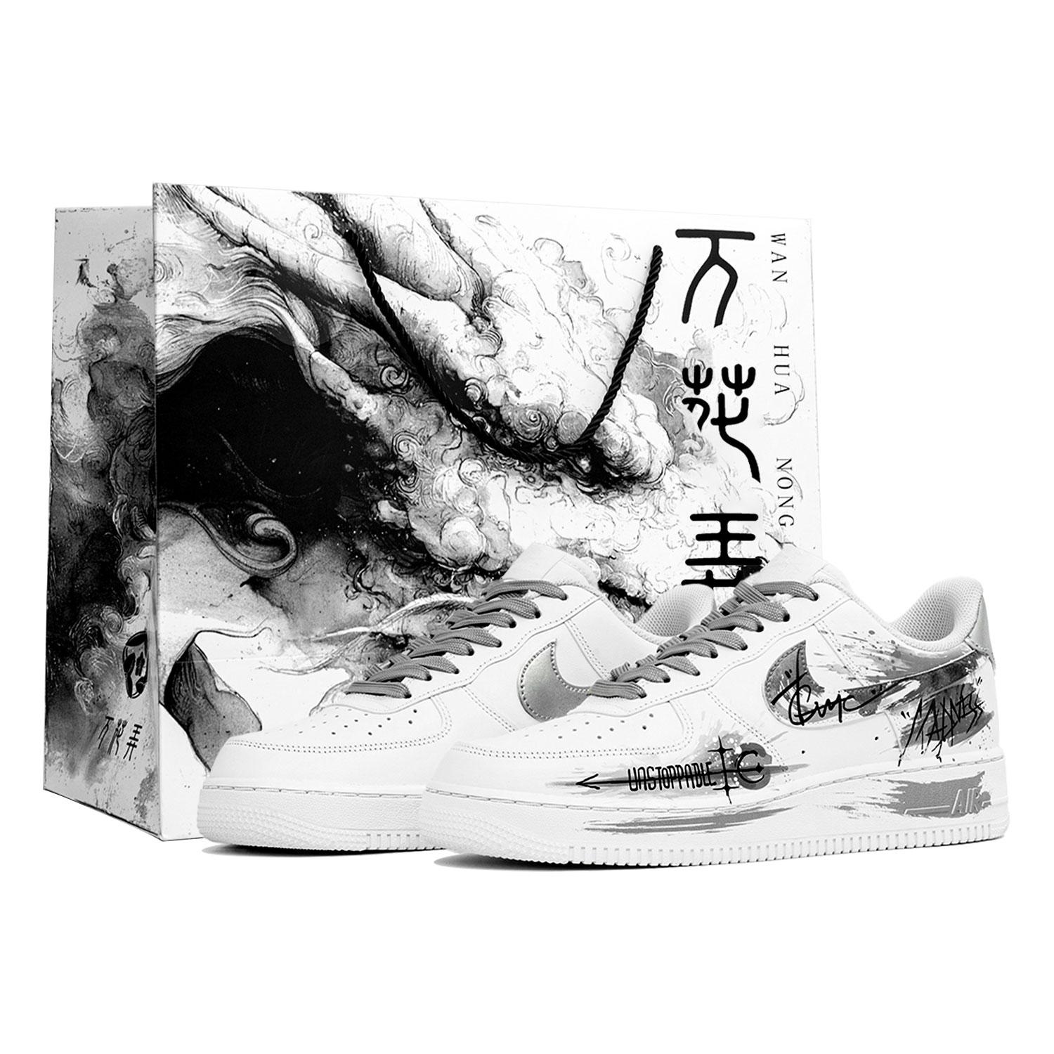 

Nike Air Force 1 Wan Hua Nong, Silver Knight, Shopping Bag Low top Skateboard Shoes Unisex White CW2288-111(Team113-S-BOX) 37.5