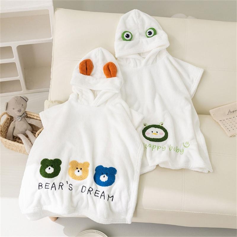 Baby Hooded Bath Towel UltraAbsorbent QuickDrying Soft CoralVelvet Bathrobe Blanket Sleepwear Children InfantPoncho