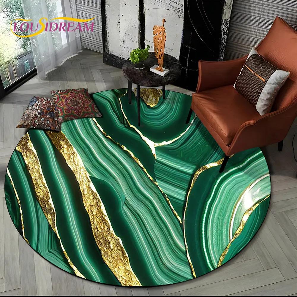 HD Colour Gold Nordic Marble Splendid Round Area Rug,Carpet for Living Room Bedroom Sofa Playroom Decor,kids Non Slip Floor Mat