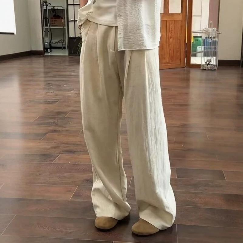 Men S Summer Thin Wide Leg Loose Casual Straight Linen Trousers