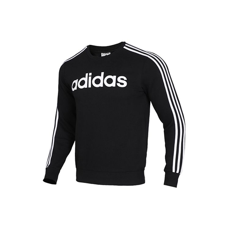 Adidas E 3S Crew Fl Fleece-Lined Sweatshirt Men Tops Black DQ3084