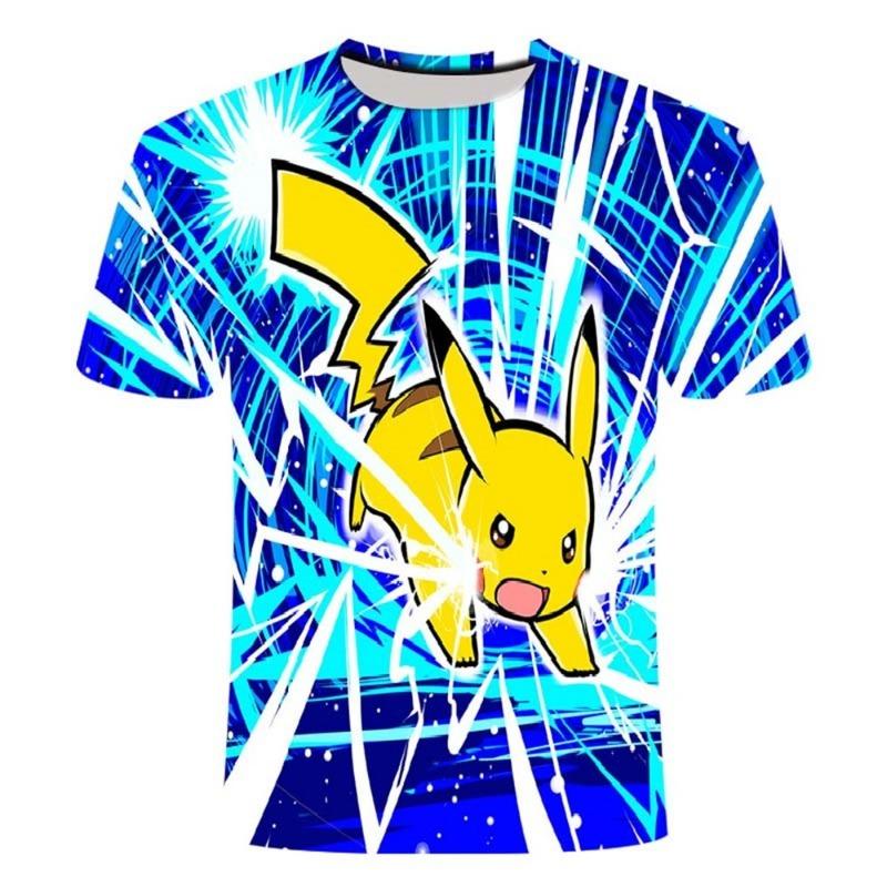 Pokemon Pikachu Splash Art Black Sleeve T-Shirt Anime Graphic Tee XXS