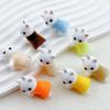 Dress Cat Pendant Cute 3D Hairy Flocking Animal Cat Charms Miniature Dolls Keychain Necklace Pendant DIY Crafts Jewelry Make