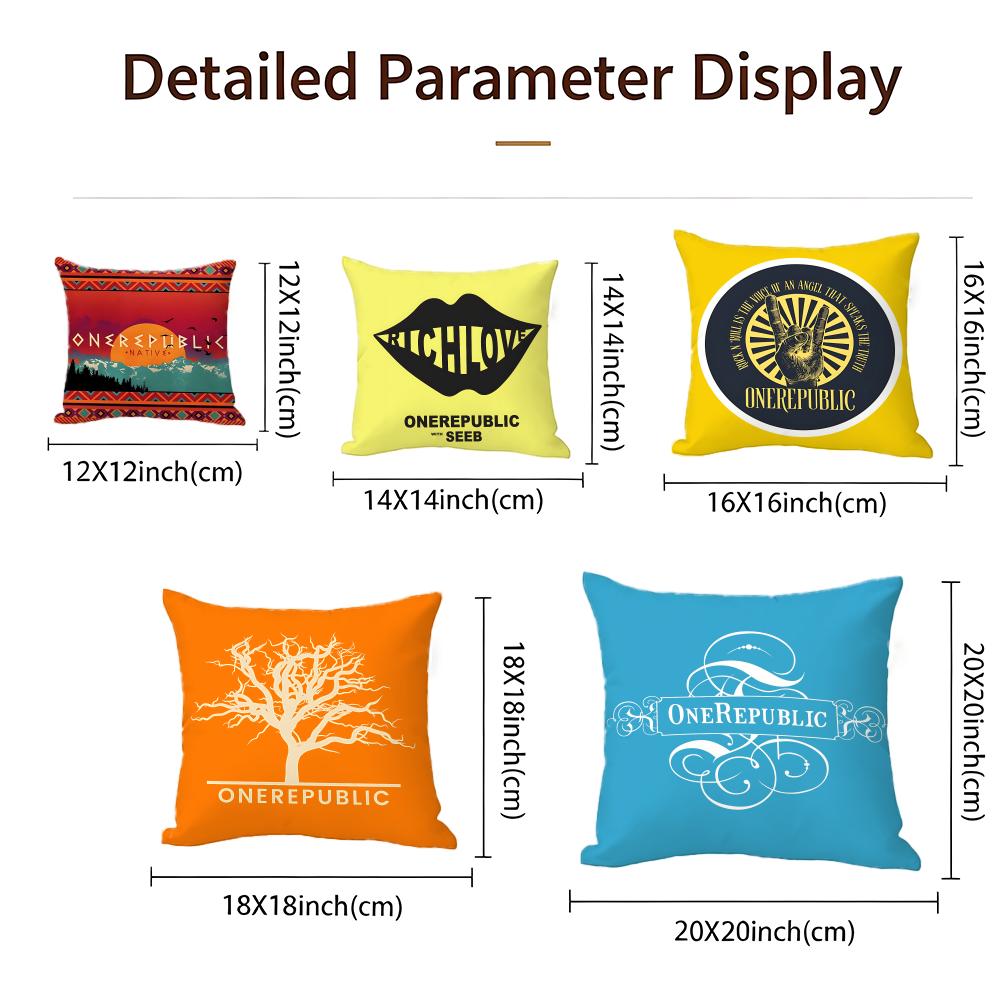 Pop Onerepublic Cushion Cover Cushion Cover Set 4Pcs 50X50 45X45 40X40 Pillowcase Decorative Sofa Home Decor