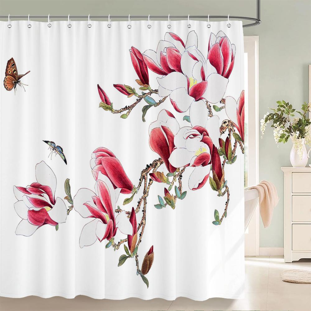 3d Flowers Pattern Shower Curtains Bathroom Curtain 180*180cm Waterproof With 12 Hooks Home Decor Washable Fabric Bath Screen