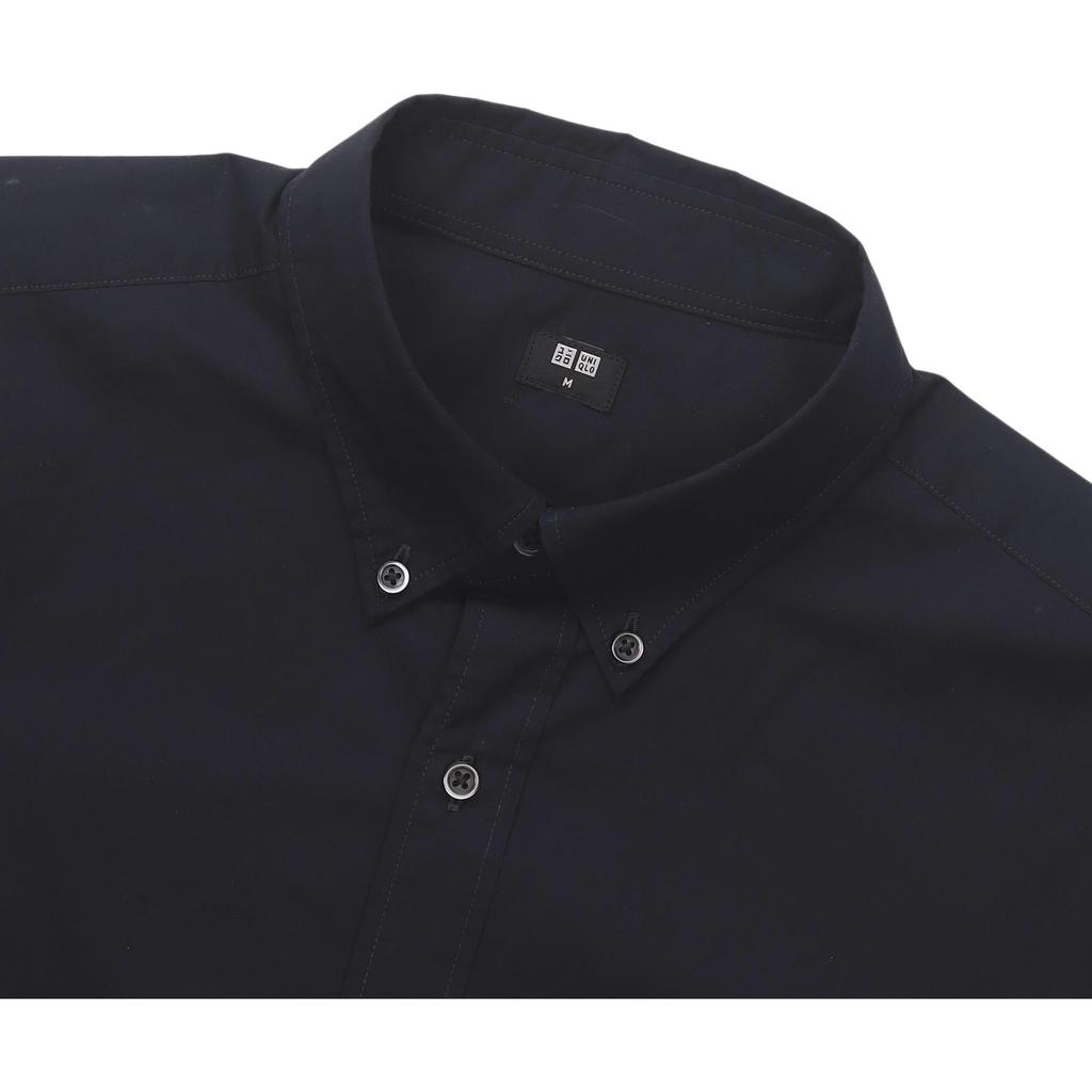 Uniqlo Solid Color Point Collar Premium Long Sleeve Shirt Unisex Shirts Navy UQ464930000-69