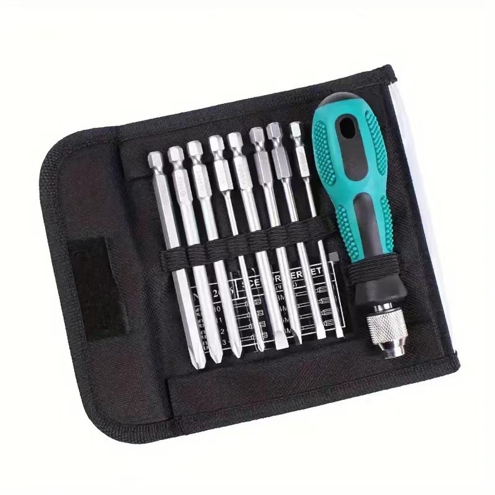 Portable Design Slotted Screwdriver Replaceable Head Repair Tool Screwdriver Set Home Repair зелёный