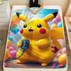 Pikachu Printed Pattern Flannel Blanket Warm for Bedroom Sofa Chair Picnic.-TING