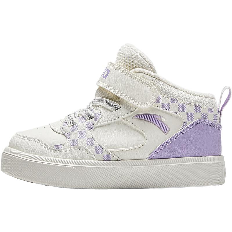 Anta Kids Synthetic Leather Fashion Versatile Lightweight Shock Absorbing Waterproof High-Top Walking Shoes Baby Shoes A22440050-1