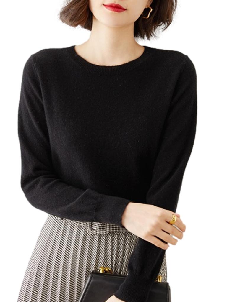 BN1 Select Knit Sweater No Ironing Perfect for and This Crew Neck Sweater Is Perfect for Women In Black Size Women's Cashmere-Touch (Machine Washable,