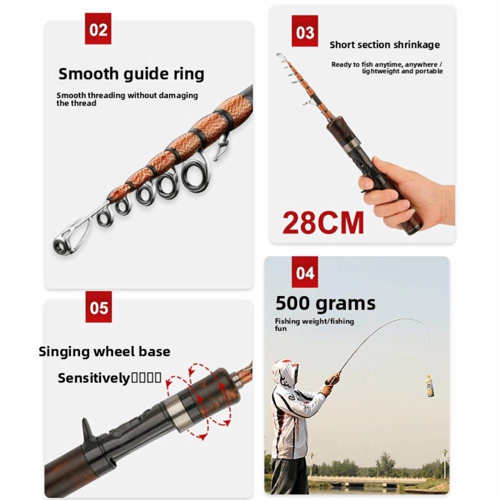 1.5-1.8m Length Telescopic Fishing Rod Professional UL/ML Power Fishing Rod Titanium Alloy Fishing Pole Casting Rod Fishing Gear