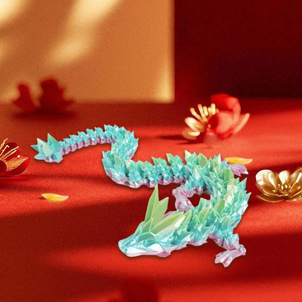 3D Printed Crystal Dragon Articulated Dragon Fidget Toy Cherry Blossom Dragon Home Office Decor Birthday Gift For Boys