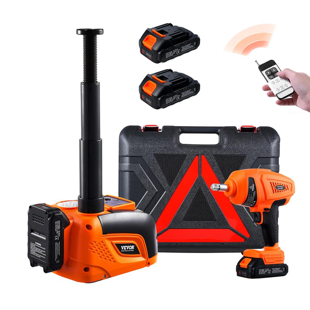 SucceBuy Electric Car Jack 5T Electric Scissor Jack with Electric Impact Wrench & LED Light & Remote Control for Sedan SUV Truck