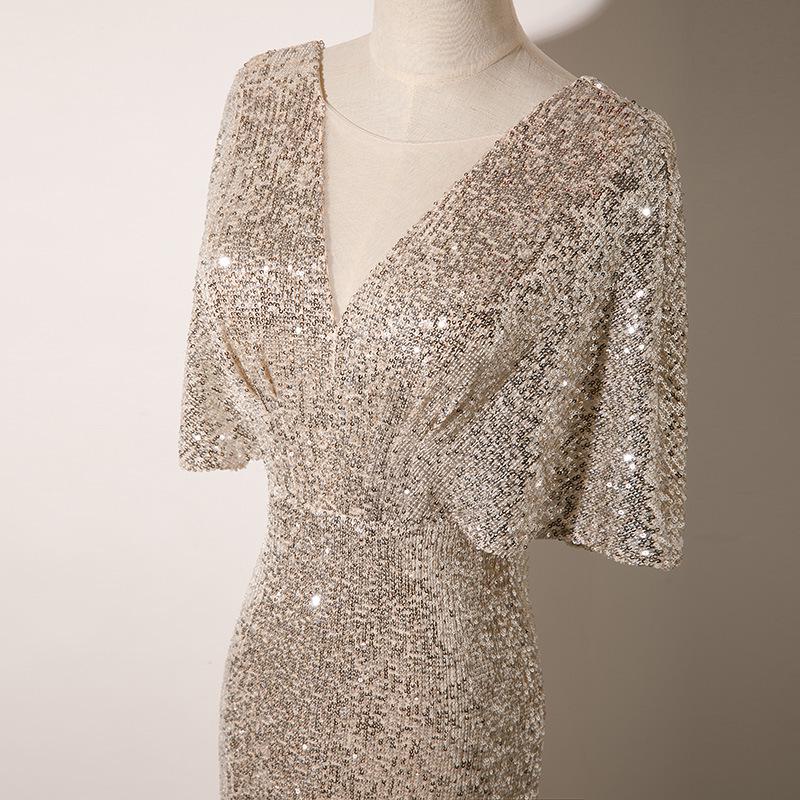 Rochie de seară elegantă 2024 Champagne cu trenă tip pește pentru femei - Stil de banchet de înaltă clasă