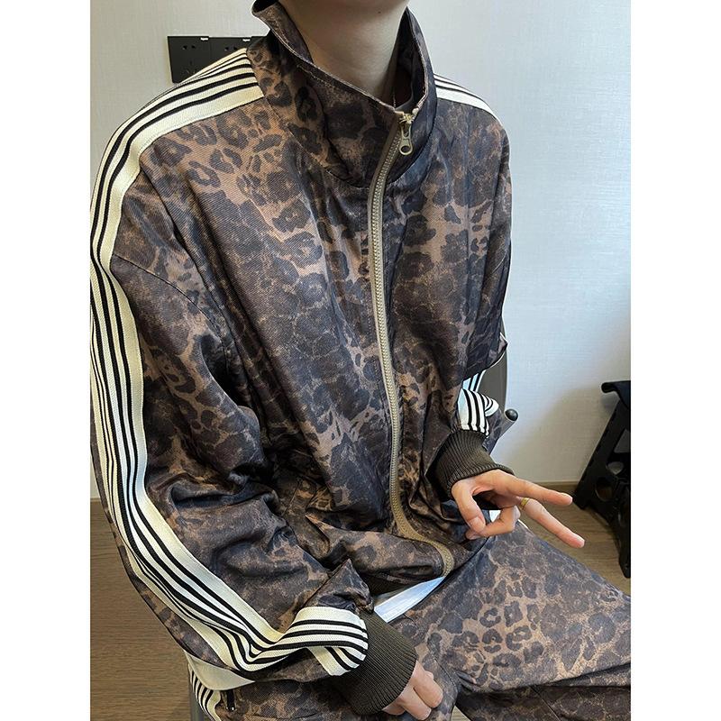 Women's Casual Suit, Stylish Loose Color-blocked Long-sleeved Zip-up Cardigan Sportswear
