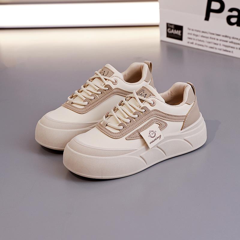 Leather surface little white sports shoes women's spring 2025 new soft-soled non-slip thick-soled casual shoes board shoes women GT8802