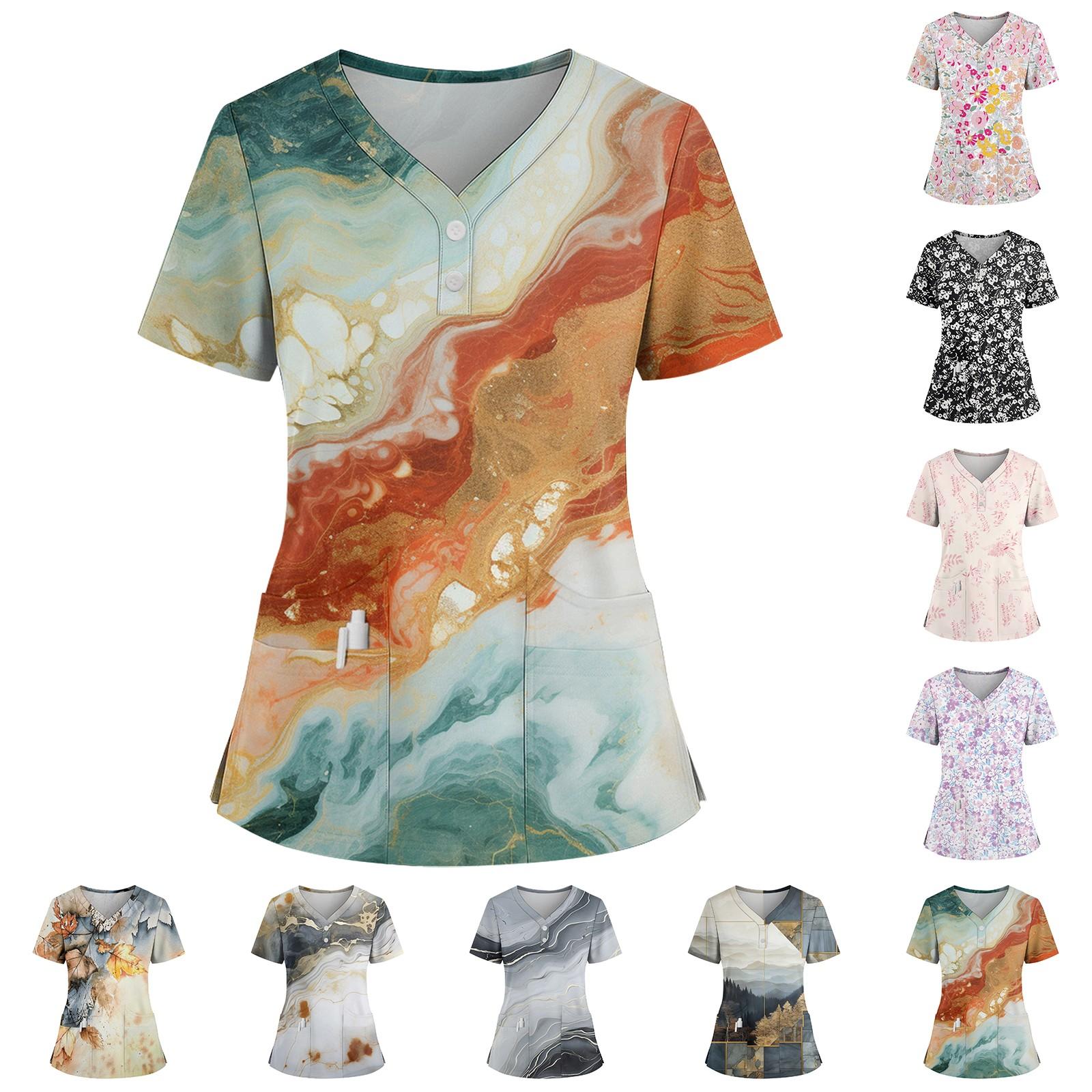 

Women s Loose Short Sleeved Fashionable Geometric Printing V-neck Buttonable Side Slit Top T-shirt XXXXXL шафрановий