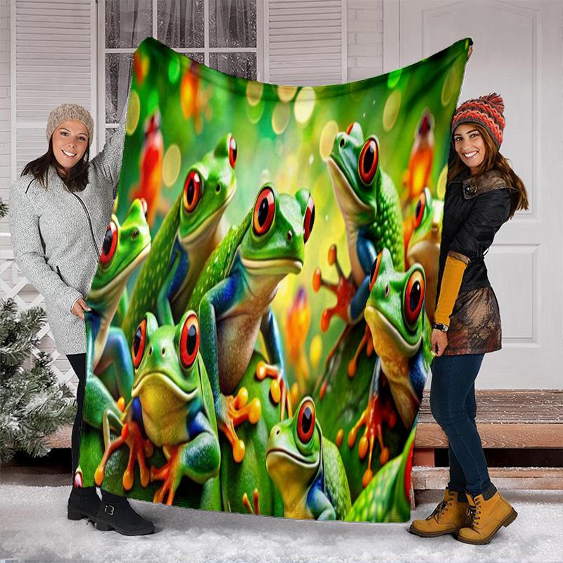 Frog Plush Blanket Suitable All Seasons Soft Comfortable Sofa Office Nap Travel Birthday Gift Christmas Present
