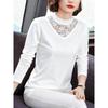 Pure Cotton Half-Turtleneck Lace Base Shirt for Women, New Spring, Autumn, and Winter Style, Fleece-Lined Long-Sleeve Slim-Fit Inner Top, Trendy