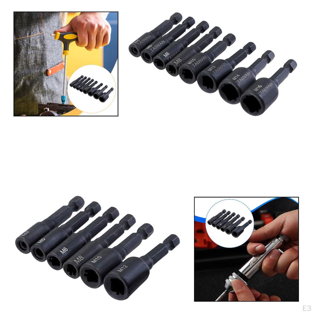 1/4" Hex Shank Alloy Steel Machine Sockets Wrench Set, Air Screwdriver Accessories