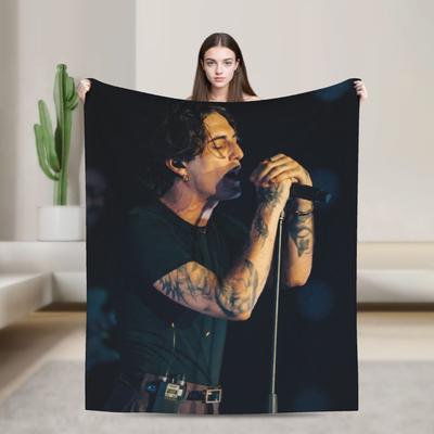 Damiano David Singer Blanket Soft Warm Print Plush Throw Blanket For Bedroom Decorative Flannel Bedspread Bed Cover