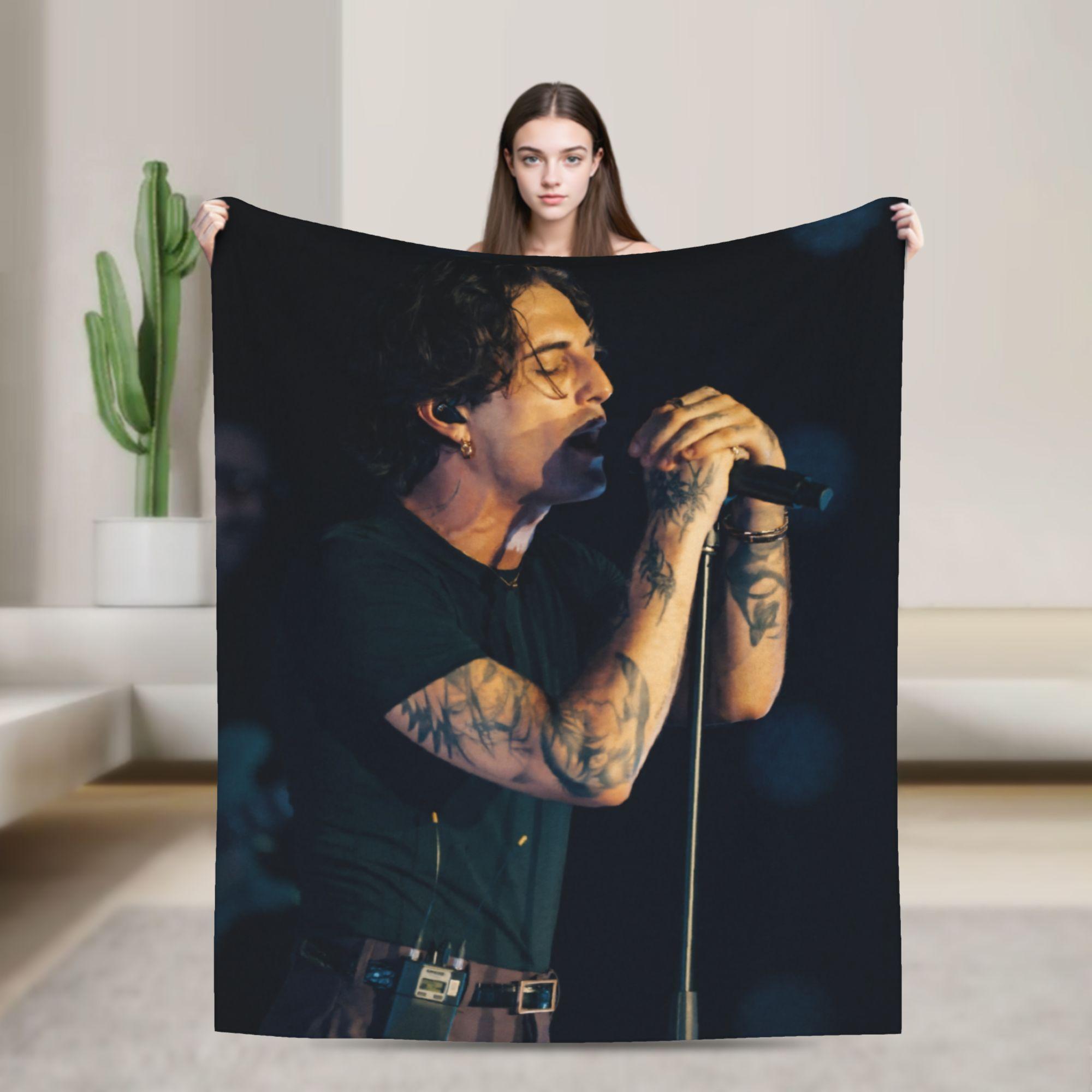 Damiano David Singer Blanket  Soft Warm Print Plush Throw Blanket For Bedroom Decorative Flannel Bedspread Bed Cover 75x90cm