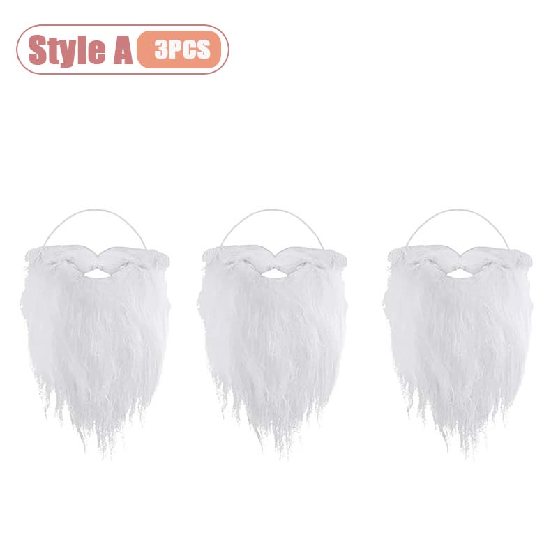 Santa Claus White Beard Mustache Christmas Costume Prop Fake Beard for Adults Kids Party Dress Up Accessory Cosplay Decoration