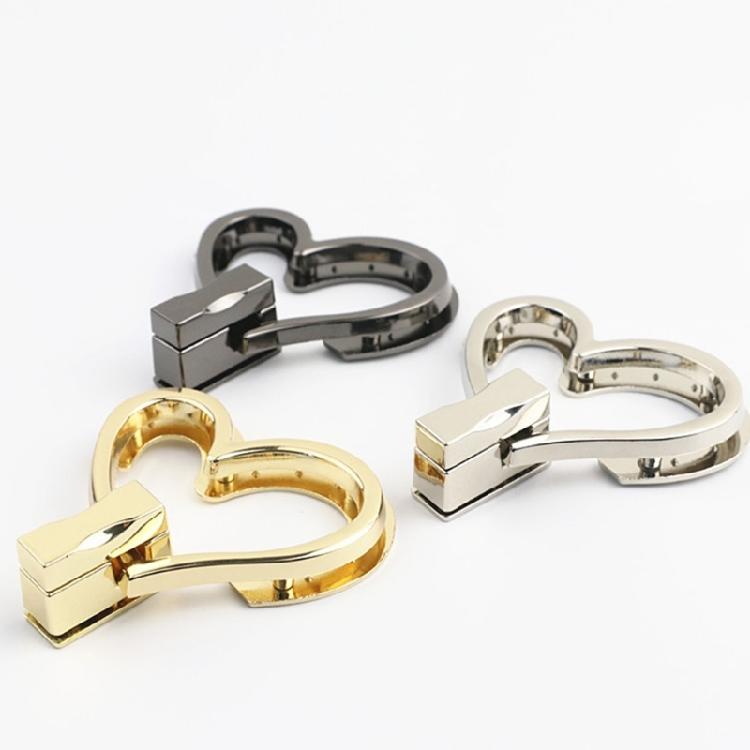 Bag Closure Purse Lock Clasps Heart Shape Bag Lock Clasp Metal Turn Lock Buckles Hardware Bag Accessories
