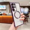 Magnetic Clear Phone Cover For Samsung Galaxy S25 Ultra S24 S23 Plus S22 S21 FE Wireless Charge Electroplating Shockproof Lens Protection Case