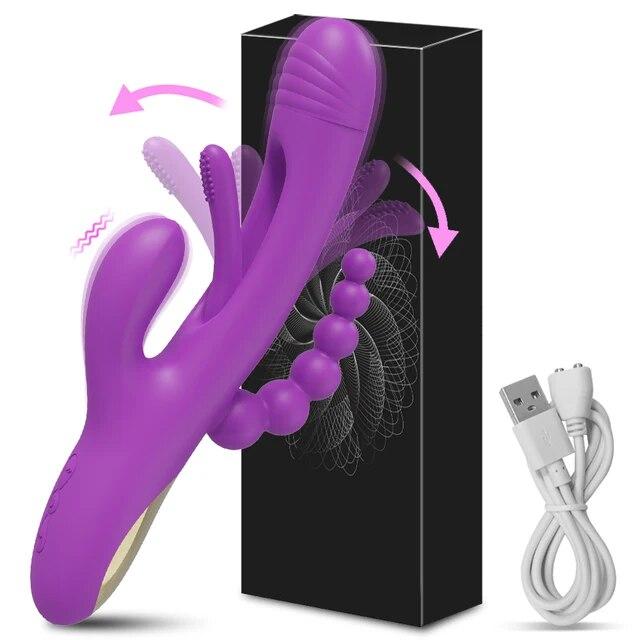 Powerful Patting Vibrator for Women 3 in 1 Clitoris Stimulator G Spot Dildo Massager Anal Plug Sex Toy Female Goods for Adults