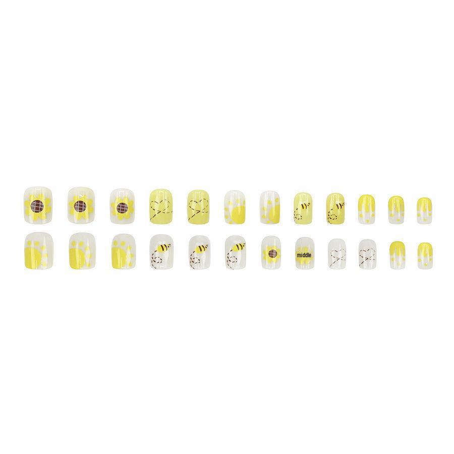 Adorable Sunflower Bee Nail Stickers - 24 Versatile Wearable Pieces