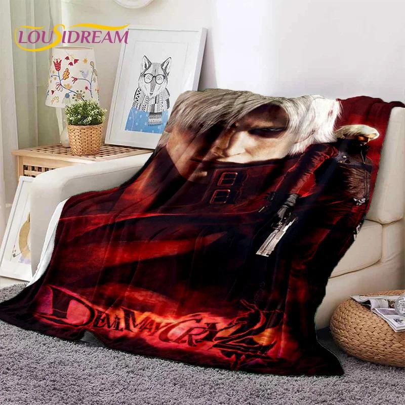 3D D-Devil May Cry DMC Game Cartoon Soft Flannel Blanket for Beds Bedroom Sofa Picnic,Throw Blanket for Outdoor Leisure Nap Gift