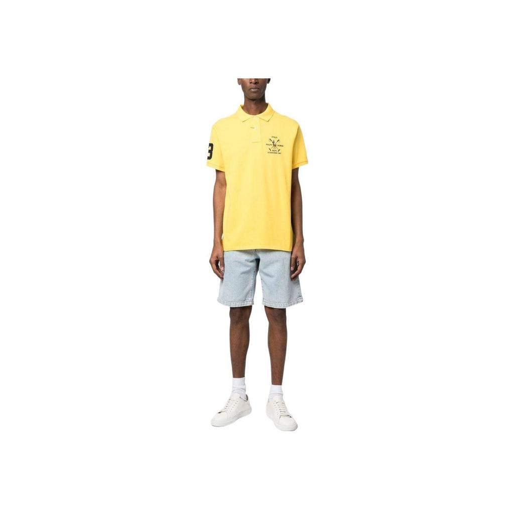Polo Ralph Lauren SS23 Logo Embroidered Straight Fit Short Sleeve Polo Shirt Men tops Yellow 710900615-004