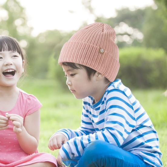 Kids Autumn Winter Knitting Hat Brimless Solid Color Thickened Fleece Lining Hat Boys Girls Hat Headwear