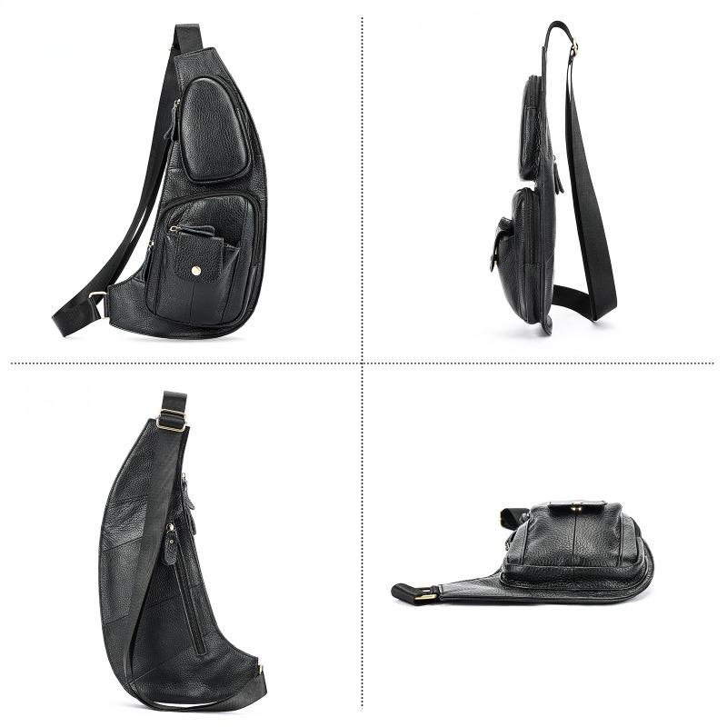 Retro Genuine Leather Chest Bag Top-grain Cowhide Casual Single-shoulder Crossbody Bag Sports Chest Bag