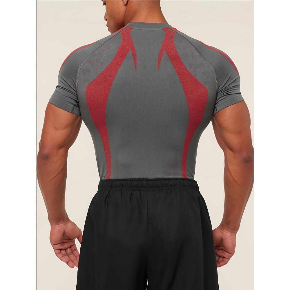 New Sports Printed Short Sleeved Seamless Design Shirt, Fitness T-shirt Suitable for Gym Running Muscles